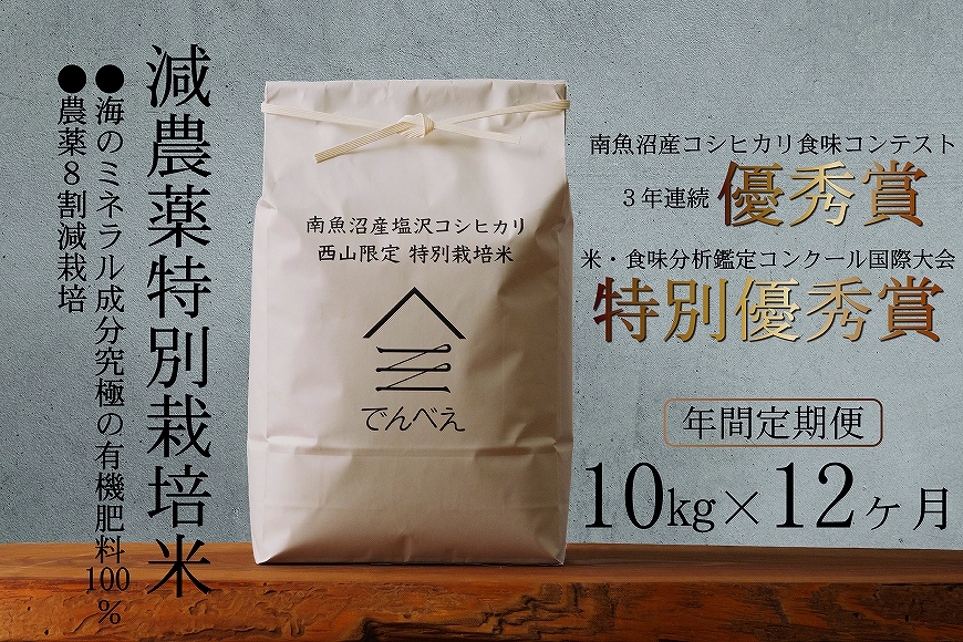 減農薬特別栽培米 令和6年産 10㎏(5kg×2袋)×12ヶ月【年間定期便】