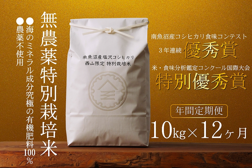 無農薬特別栽培米 令和6年産 10㎏(5㎏×2袋)×12ヶ月【年間定期便】